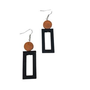 Fansilver African Natural Wooden Dangle Drop Earrings Women's Black/Light Brown